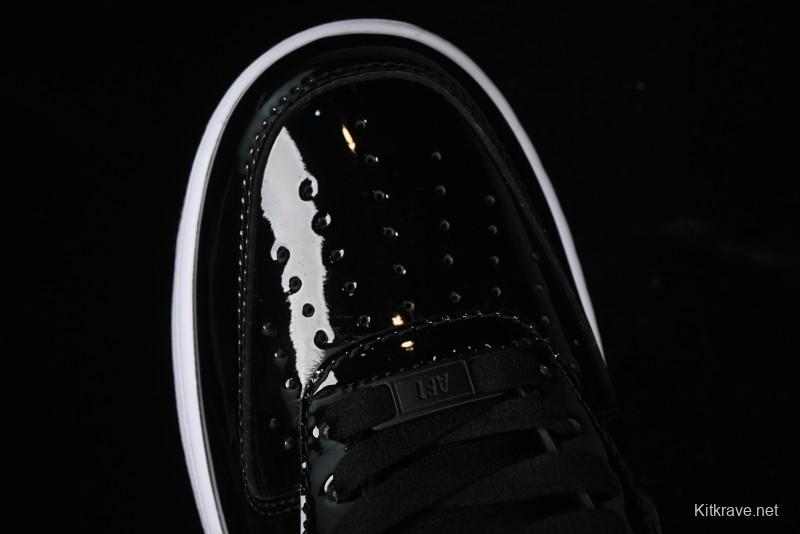 Nike Air Force 1 '07 Low Patent Leather All Black Casual Sneakers - AH6827-001