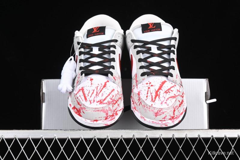 Nike SB Dunk Low Casual Skate Shoes - Anniversary Custom Edition in White/Grey/Black - LW1818-103