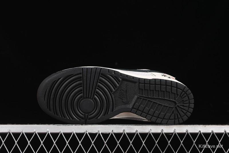 Nike SB Dunk Low Black Wukong Series - Beige Grey Black Swoosh Anniversary Custom Low-Top Casual Skate Shoes - SJ1089-014