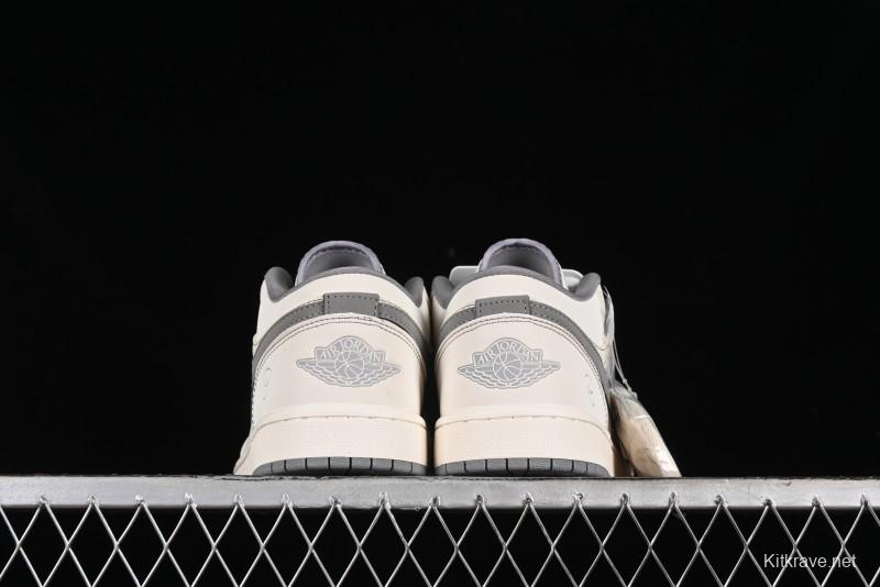 Nike Air Jordan 1 Low AJ1 Lightning Collaboration - Off White Grey Anniversary Custom Edition Low-Top Casual Sneakers - CF3688-020
