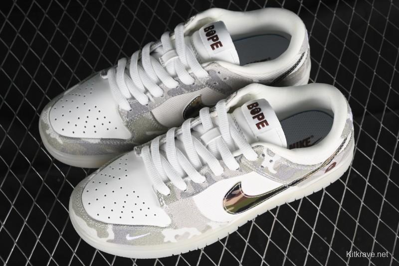 Nike SB Dunk Low Bape Collaboration - Crystal Camouflage Anniversary Custom Low-Top Casual Skate Shoes - JH8040-941