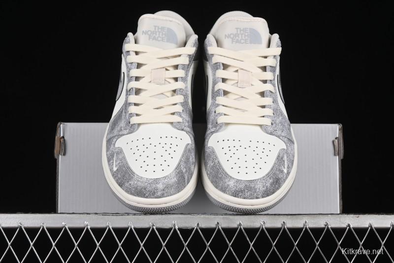 Nike Air Jordan 1 Low AJ1 The North Face Collaboration - Rock Gray High-End Custom Retro Basketball Shoes DC2024-023