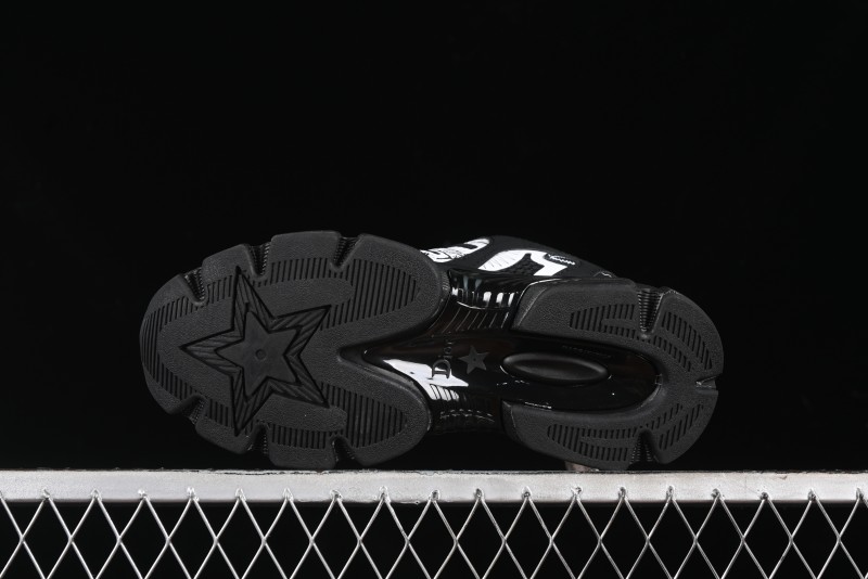 Dior Chrono Round Toe Lace-Up Lifestyle Casual Running Sneakers - 6865 BLACK WHITE
