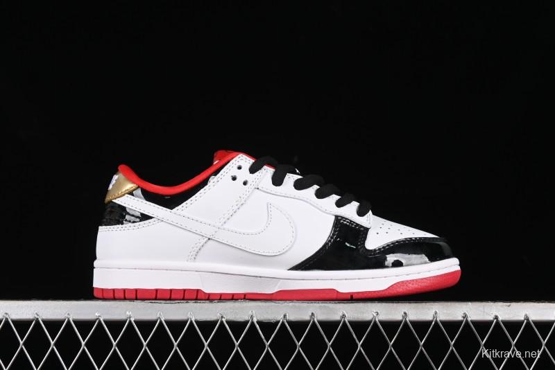 Nike SB Dunk Low UN Collaboration - White Black Patent Leather Anniversary Custom Low-Top Casual Skate Shoes - XB3802-349