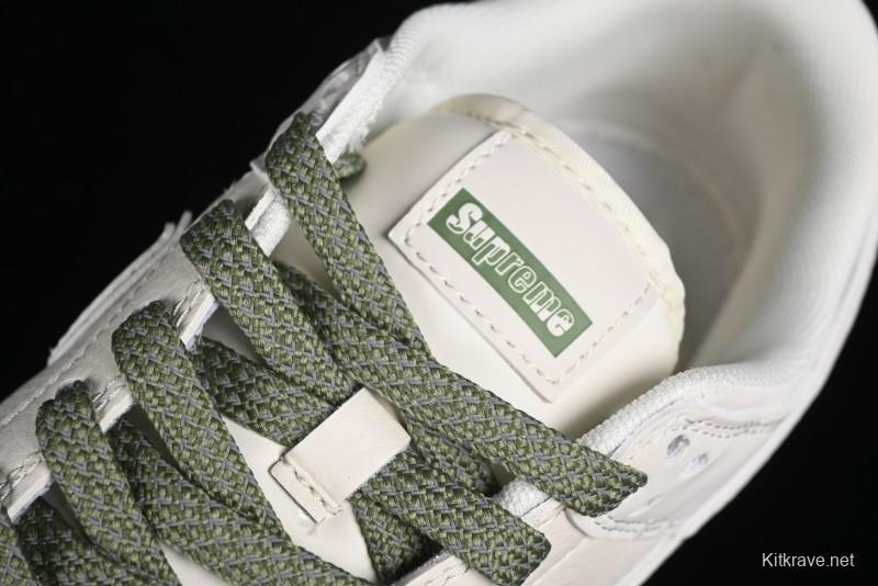 Nike SB Dunk Low Supreme Collaboration - Off-White Green Check Anniversary Customized Low-Top Casual Skate Shoes - DQ1098-391