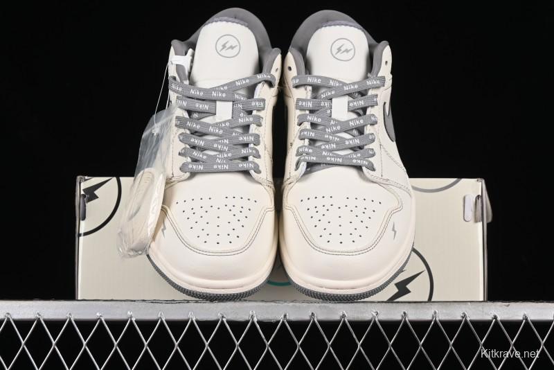 Nike Air Jordan 1 Low AJ1 Lightning Collaboration - Off White Grey Anniversary Custom Edition Low-Top Casual Sneakers - CF3688-020