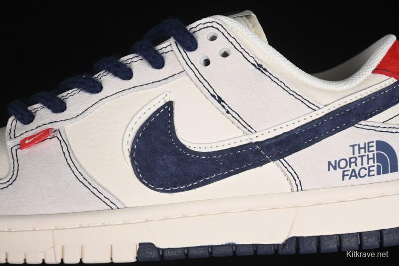 Nike SB Dunk Low The North Face Collaboration - Grey Pigskin Navy Swoosh Anniversary Custom Low-Top Casual Skate Shoes - SJ1089-012