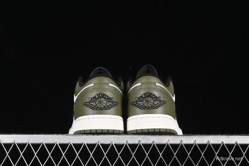 Nike Air Jordan 1 Low "Medium Olive" Casual Sneakers - 553558-092
