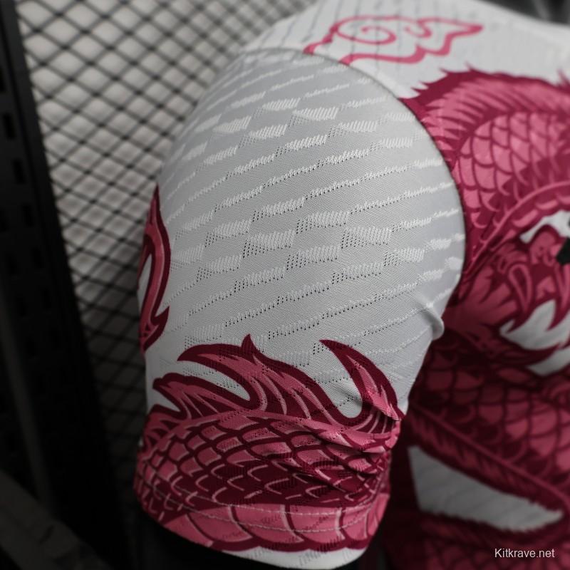 Player Version 2025 Japan National Team White with Pink Dragon Design Jersey