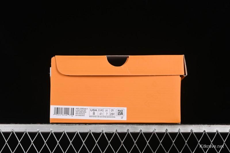 Nike Travis Scott x Fragment Design x Air Jordan 1 Low OG SP AJ1 LV Collaboration - Grey Green Pigskin Low Top Casual Sneakers - XZ1268-005