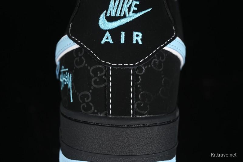Nike Air Force 1 '07 Low Stussy Collaboration - Black Tiffany Low-Top Casual Sneakers - KK1988-008