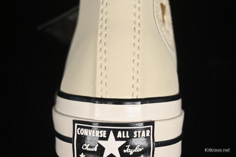Converse Chuck 1970s Winter Waterproof Leather High-Top Sneakers with Gold Eyelets and Fleece Lining - A12443C