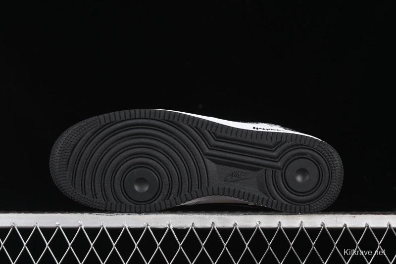 Nike Air Force 1 '07 Low Casual Sneakers with Black and White Hand-Drawn Anime Design - CT2585-100