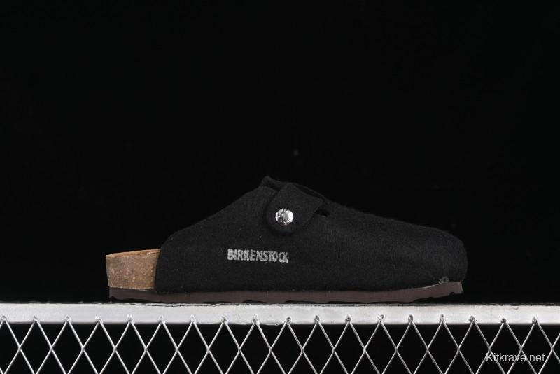 Birkenstock Half Open Toe Sandals with Smokeless Coal Wool Upper - G.D4
