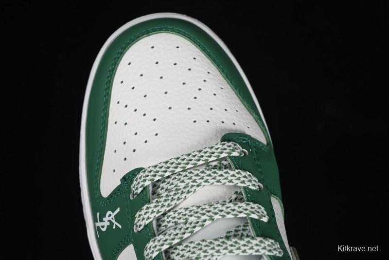 Nike SB Dunk Low Saint Laurent Series - White Green Swoosh Anniversary High-End Custom Low-Top Casual Sneakers - GF2409-170