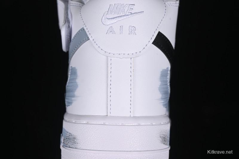 Nike Air Force 1 Mid Custom Hand-Painted Broken Three Hooks Shadow Spray-Painted Strap Mid-Top Casual Sneakers - CW2289-111