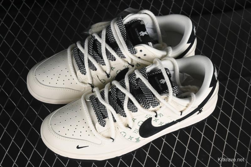 Nike SB Dunk Low Violent Bear Series - Lace-Up Beige with Black Swoosh Anniversary High-End Custom Low-Top Casual Sneakers - SJ2068-291