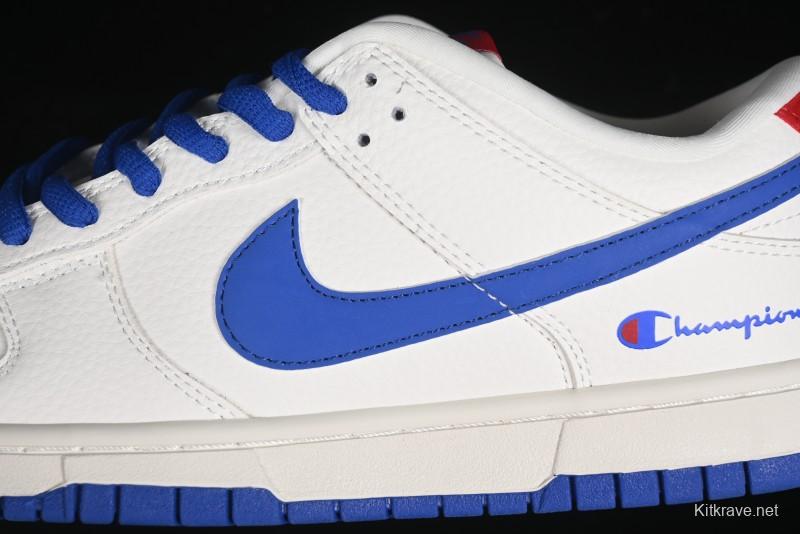 Nike SB Dunk Low Champion Collaboration - Blue Swoosh Anniversary Custom Low-Top Casual Skate Shoes - KK1333-001