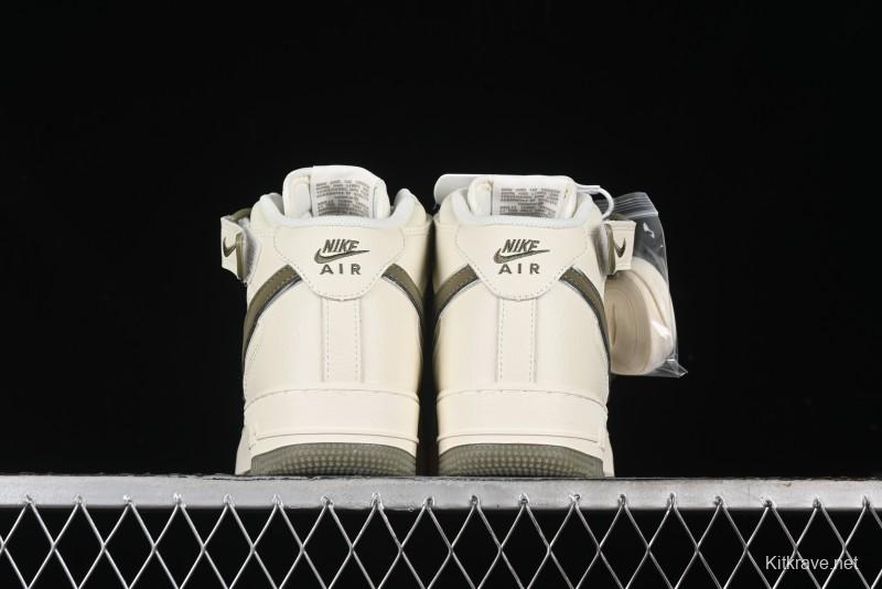 Nike Air Force 1 '07 Mid Military Green Dual-Color Sole Starlight Retro Sneakers - XL0236-231