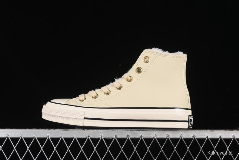 Converse Chuck 1970s Winter Waterproof Leather High-Top Sneakers with Gold Eyelets and Fleece Lining - A12443C