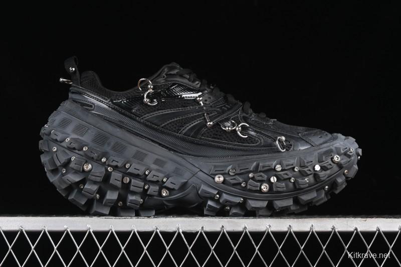 Balenciaga Defender Rubber Platform Sneakers Low-Top Combat Outdoor Shoes with Studded Design and Exaggerated Tire Tread Sole - W2RAG1081