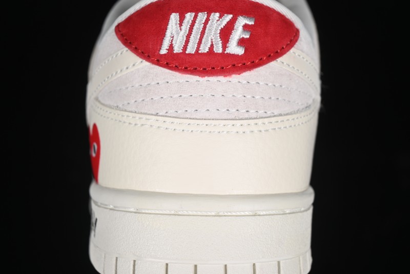 Nike SB Dunk Low Comme des Garçons Collaboration - Pigskin White Swoosh Anniversary Custom Low-Top Casual Skate Shoes - KK1333-004