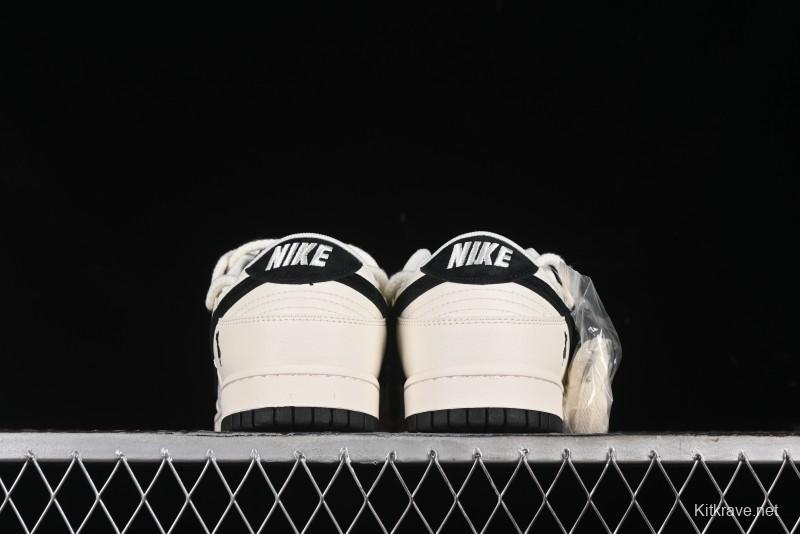 Nike SB Dunk Low Violent Bear Series - Lace-Up Beige with Black Swoosh Anniversary High-End Custom Low-Top Casual Sneakers - SJ2068-291