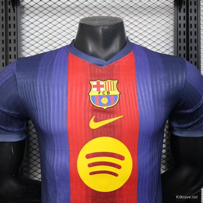Player Version 25/26 Barcelona Blue and Red Striped with Spotify Sponsor Jersey