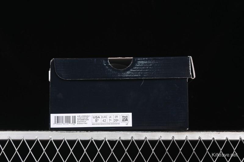 Nike Travis Scott x Fragment Design x Air Jordan 1 Low OG SP AJ1 Retro Sneakers with Stone Pattern - CF3688-029