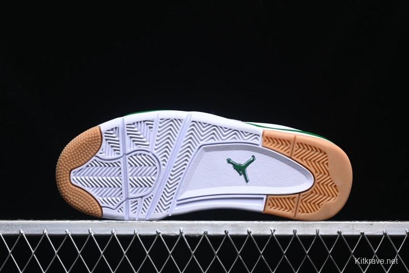 Nike Air Jordan 4 Remastered AJ4 Retro Sneakers in White Green with Gum Sole - FQ7939-103