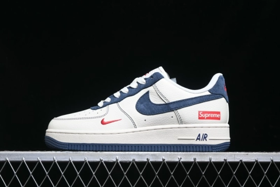 Nike Air Force 1 '07 Low Supreme Collaboration - Light Blue Suede Swoosh Casual Sneakers - XZ3328-669