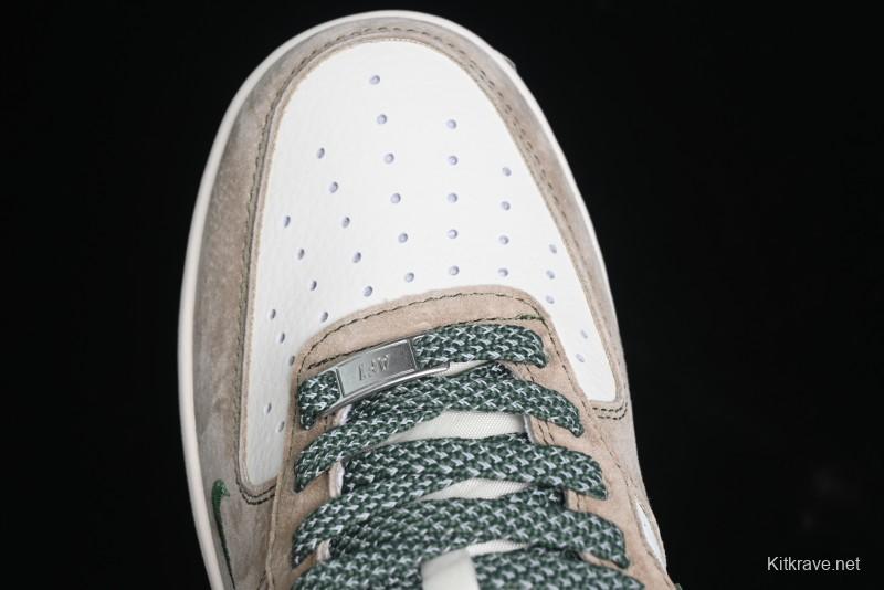 Nike Air Force 1 '07 Low Stussy Collaboration Light Brown Green Low-Top Casual Sneakers - XZ6188-666