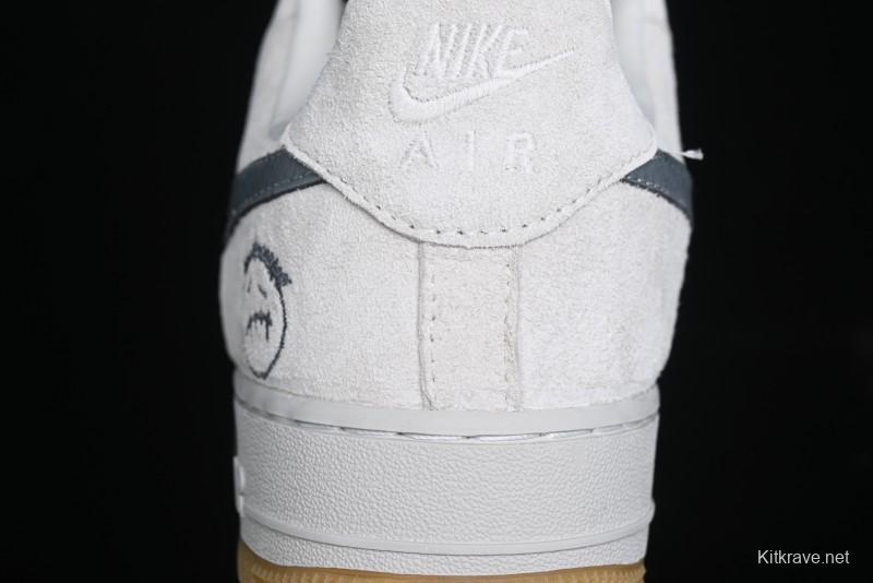 Nike Air Force 1 '07 Low Ghostface Collaboration - Light Grey Pigskin Low-Top Casual Sneakers - DF0188-022