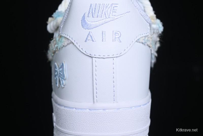 Nike Air Force 1 '07 Low Casual Sneakers with Valentines Day Theme and Blue Bow Detail - CH9999-223