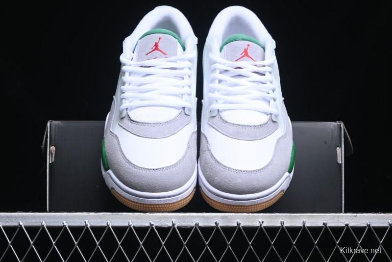 Nike Air Jordan 4 Remastered AJ4 Retro Sneakers in White Green with Gum Sole - FQ7939-103