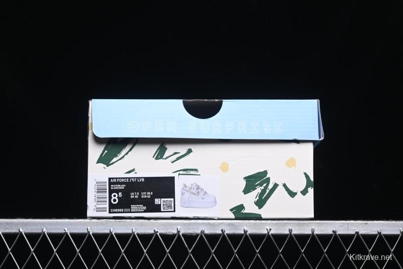 Nike Air Force 1 '07 Low Casual Sneakers with Valentines Day Theme and Blue Bow Detail - CH9999-223