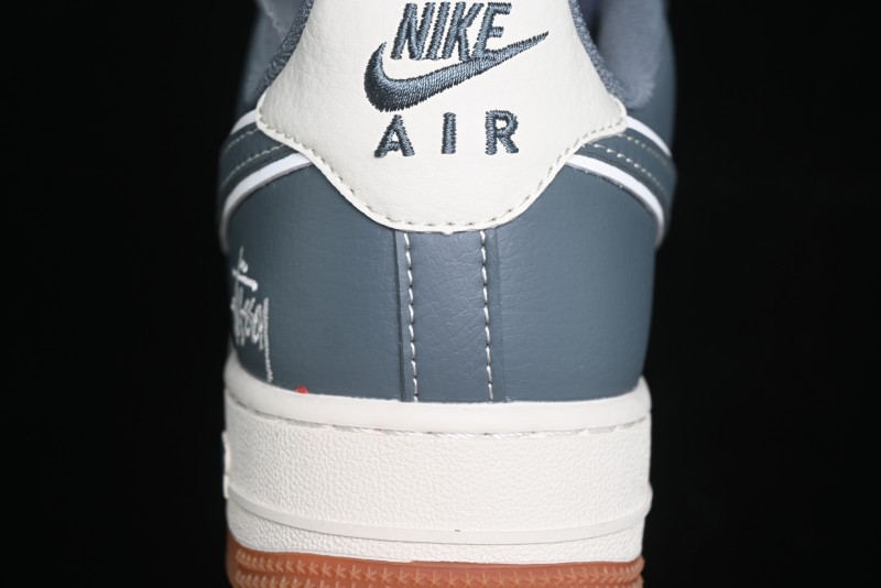 Nike Air Force 1 '07 Low Stussy Collaboration - Grey White Gum Sole Low-Top Casual Sneakers - XZ9688-101