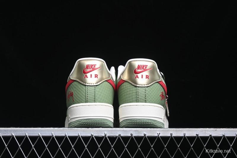 Nike Air Force 1 '07 Low Stussy Collaboration - Snake Green Low-Top Casual Sneakers - KK1988-028