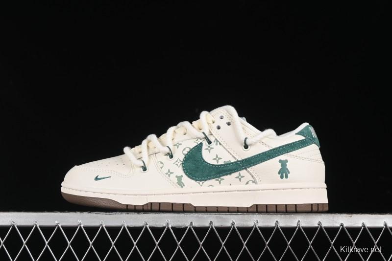 Nike SB Dunk Low Violent Bear Series - Strap Beige Green Check Anniversary High-End Custom Low-Top Casual Sneakers - SJ2068-292