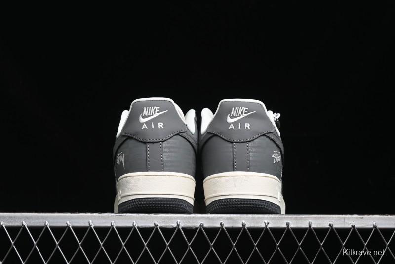Nike Air Force 1 '07 Low Stussy Collaboration - Light Bone Shadow Low-Top Casual Sneakers - DF0180-008