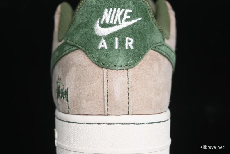 Nike Air Force 1 '07 Low Stussy Collaboration Light Brown Green Low-Top Casual Sneakers - XZ6188-666