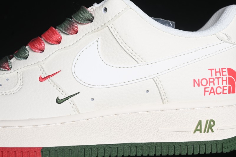 Nike Air Force 1 '07 Low The North Face Collaboration - Beige Red Green Color Block Low-Top Casual Sneakers - XZ6188-011