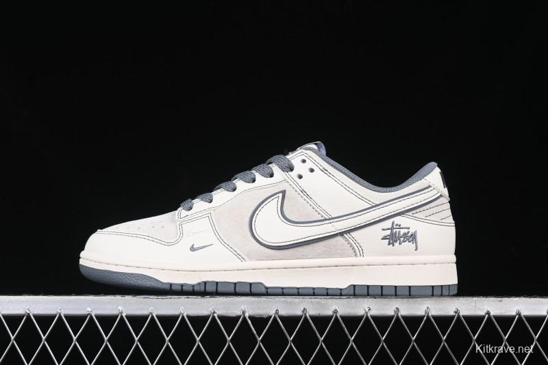 Nike SB Dunk Low Stussy Collaboration - Beige Grey Line Anniversary High-End Custom Low-Top Casual Sneakers - BB7518-007