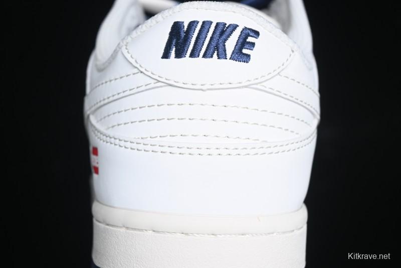 Nike SB Dunk Low Supreme Collaboration - White Blue Color Blocking with Mini Swoosh Anniversary Custom Edition Low-Top Casual Skate Shoes - BB8675-110