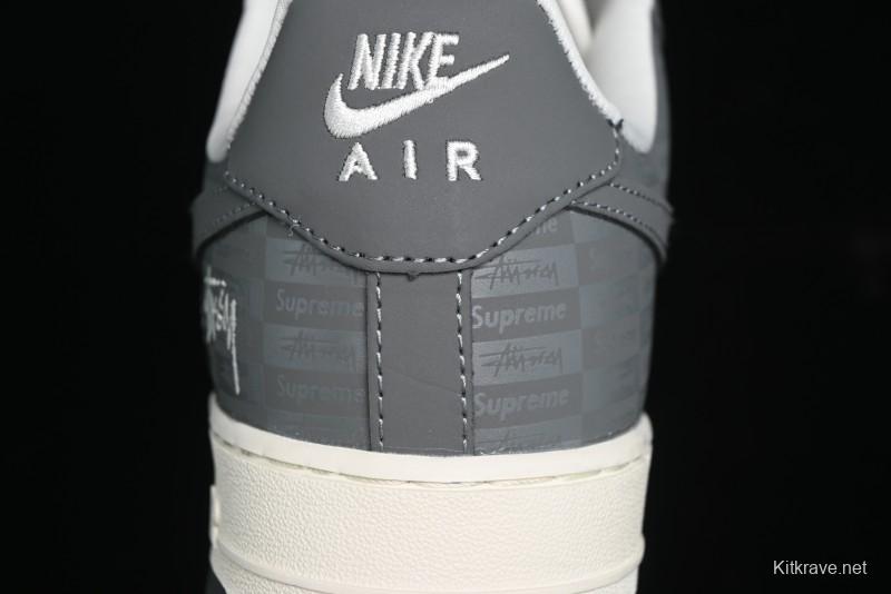 Nike Air Force 1 '07 Low Stussy Collaboration - Light Bone Shadow Low-Top Casual Sneakers - DF0180-008
