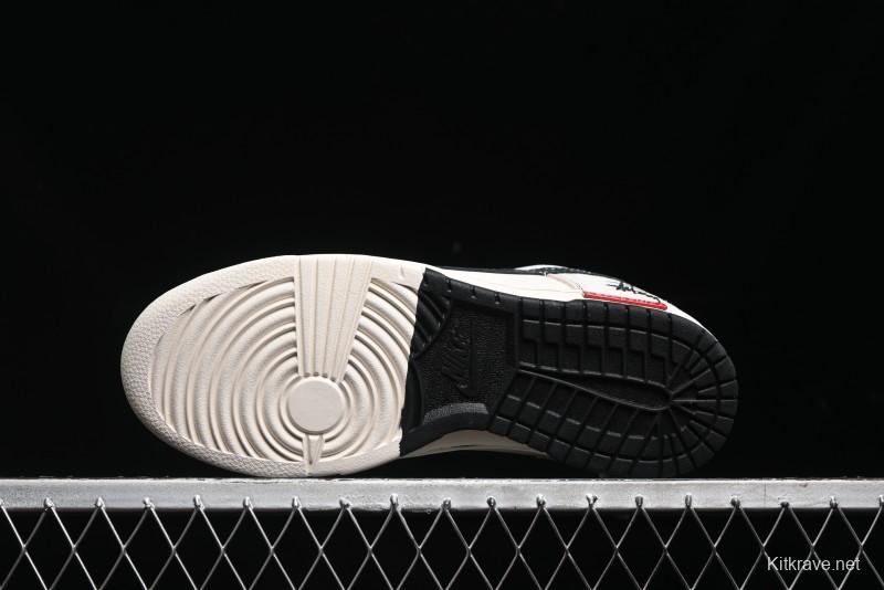 Nike SB Dunk Low Stussy Collaboration - Embroidered Black Swoosh Anniversary High-End Custom Low-Top Casual Sneakers - MM1089-031