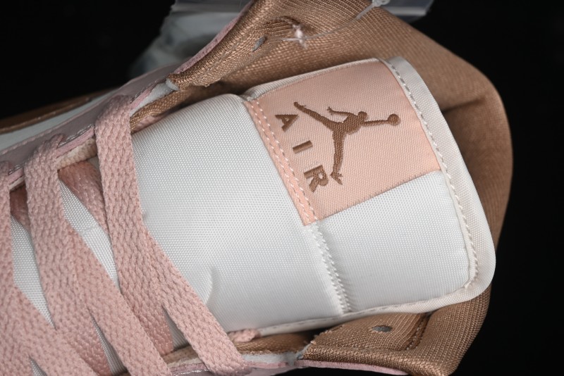 Nike Air Jordan 1 Mid AJ1 Basketball Shoes in Khaki Pink - BQ6472-620