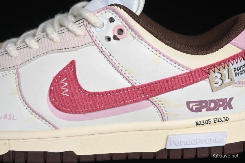 Nike Dunk Low Retro Casual Sneakers in Brown and Sail with Panda Mischief Skyline Theme - DD1503-124