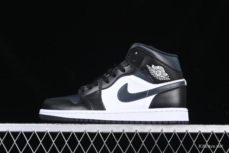 Nike Air Jordan 1 Mid AJ1 Basketball Shoes in Black White Gray - DQ8426-010