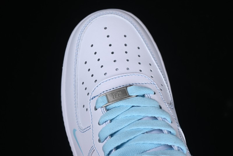 Nike Air Force 1 '07 Low Casual Sneakers with White & Blue Swoosh - CW2288-026